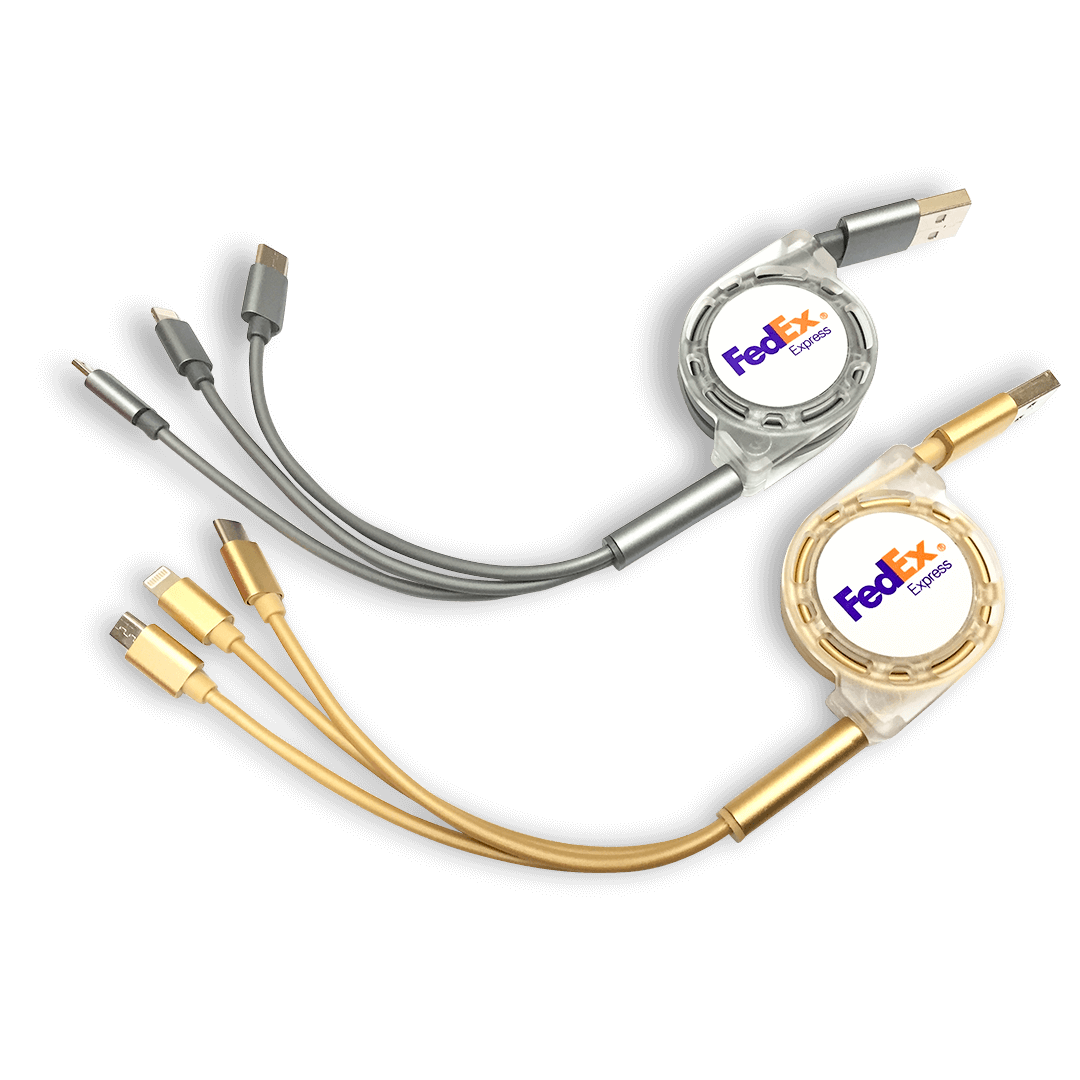 FedEx 3 in 1 Retractable Charging Cable